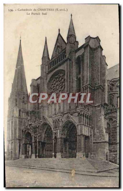 Old Postcard Cathedral of Chartres The South Gate