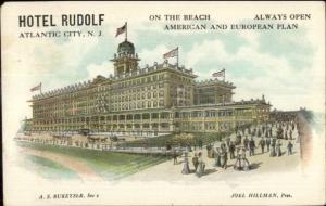 Atlantic City NJ Hotel Rudolf c1910 Advertising Postcard