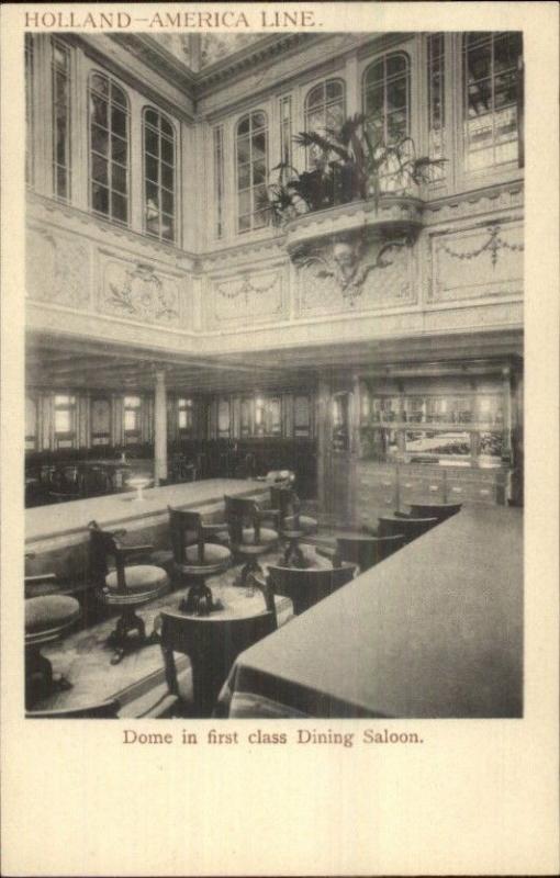 Holland America Line Steamship First Class Saloon c1905 UDB Postcard