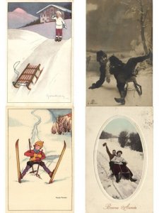 WINTERSPORT INCL. SKIING 25 Vintage Postcards pre-1940 (L6580)