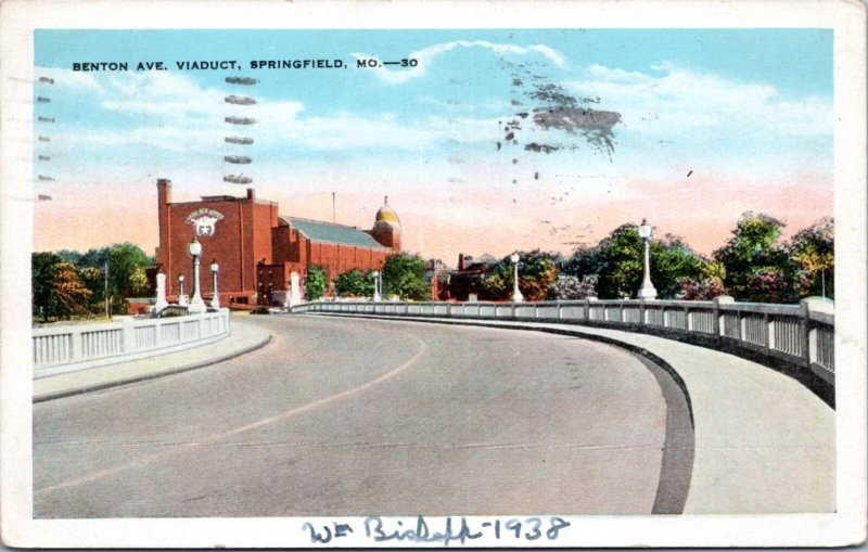 Postcard MO Springfield - Benton Ave Viaduct