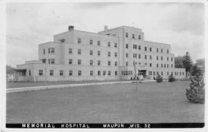 Waupun Wisconsin birds eye view Memorial Hospital real photo pc Z20528