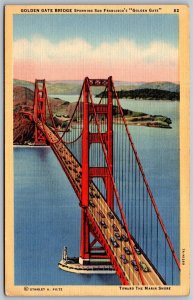 Vtg San Francisco California Golden Gate Bridge Marin Shore View 1930s Postcard