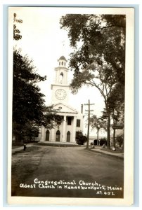 1932 Congregational Church, Oldest in Kennebunkport Maine ME RPPC Postcard