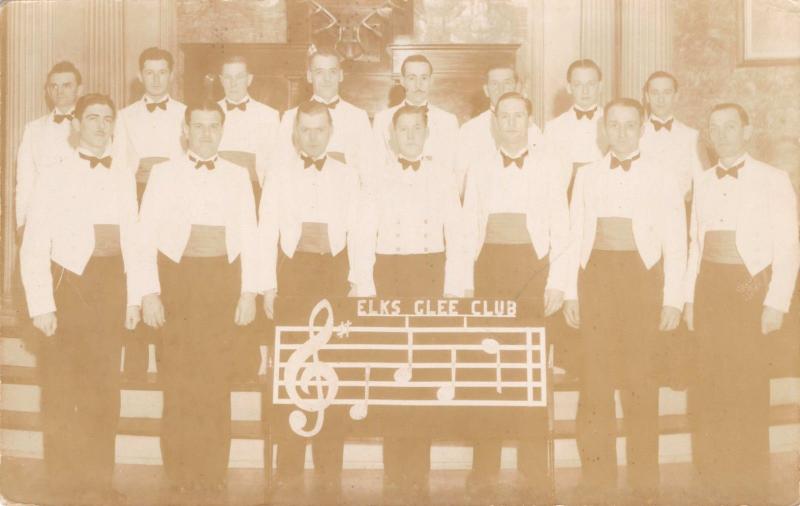 ELKS GLEE CLUB~MEAGLEY STUDIO~ONEONTA NEW YORK ? REAL PHOTO POSTCARD 1930s