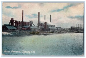 Sydney Cape Breton Canada Postcard Blast Furnaces 1908 Antique Posted