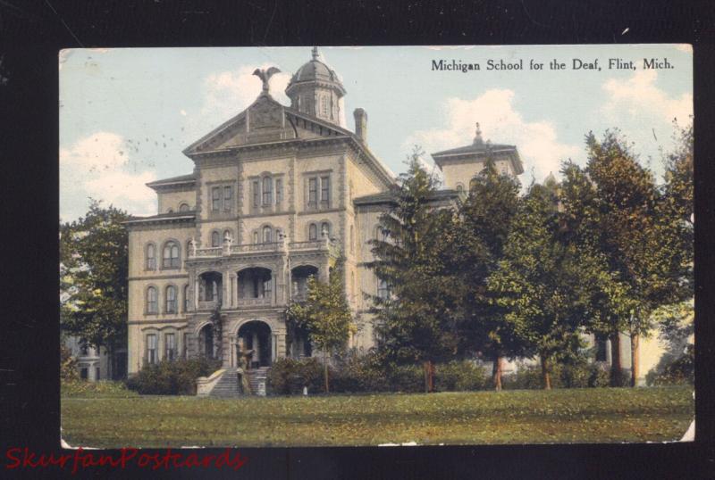 FLINT MICHIGAN SCHOOL FOR THE DEAF ANTIQUE VINTAGE POSTCARD CADILLAC MICH.