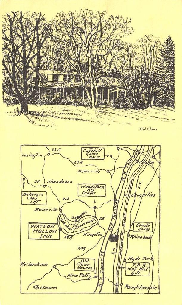 WEST SHOKAN, NY New York WATSON HOLLOW INN Ulster Co Area Map ARTIST'S