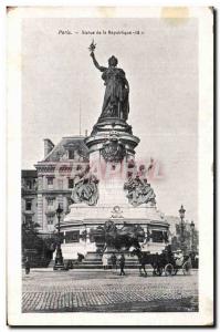 Paris Old Postcard Statue of republic