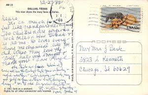 Dallas Texas~City Scenes~Skyline~Fountain~Statue~Bells~1982 Postcard
