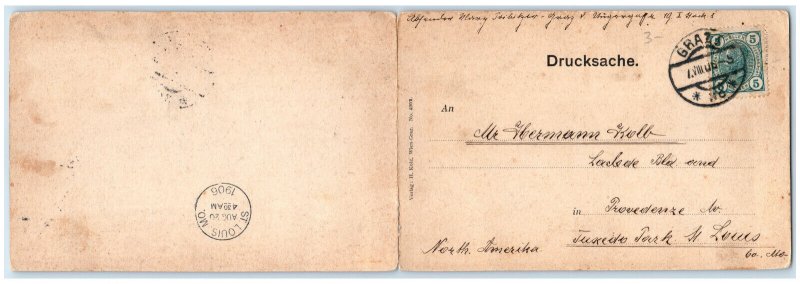 1906 Panorama Greetings from Graz Styria Austria Antique Fold-Out Postcard
