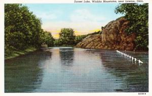 Vintage Postcard, Sunset Lake, Wichita Mountains near Lawton Ohio  E03