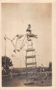 Circus State Fair Balancing Act Stunt Side Show Real Photo Postcard AA20162