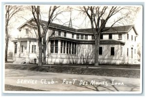 1940 Service Club Scene Street Fort Des Moines Iowa IA RPPC Photo Postcard
