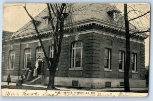 1921 Kirksville Missouri Vintage Postcard Post Office Building Exterior Posted