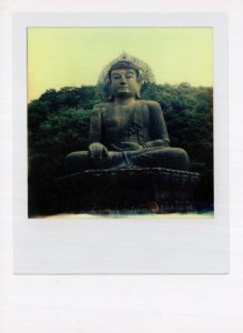 Giant Buddha Statue Buddhist Monk Award Analog Photo Postcard