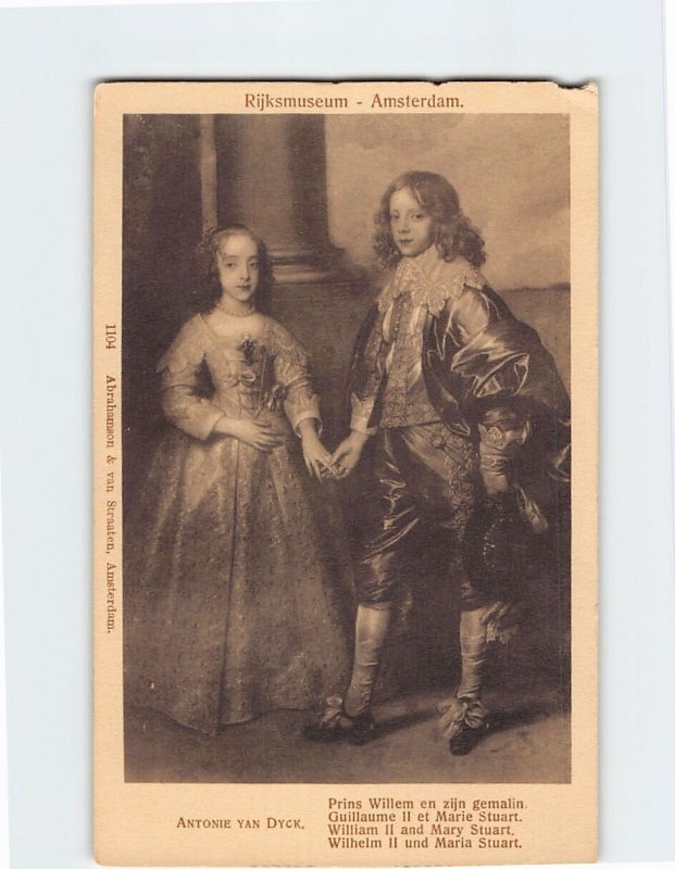 Postcard William II and Mary Stuart By Antoine Van Dyck Rijksmuseum Netherlands