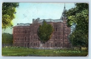 Harlan Iowa IA Postcard High School Building Campus Exterior Scene 1911 Antique