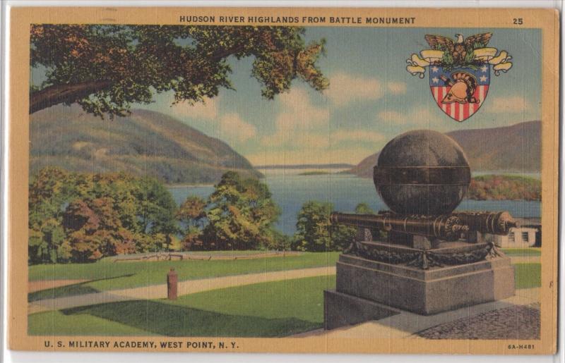 Hudson River Highlands From Battle Monument US Military West Point NY Postcard