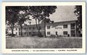 Cairo Illinois Postcard Manor Motel Washington Avenue Exterior View 1940 Vintage
