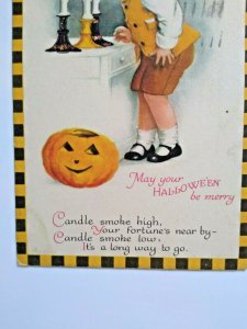 Halloween Postcard Ellen Clapsaddle Wolf Series 31 Checkered Border 1924 Vintage 