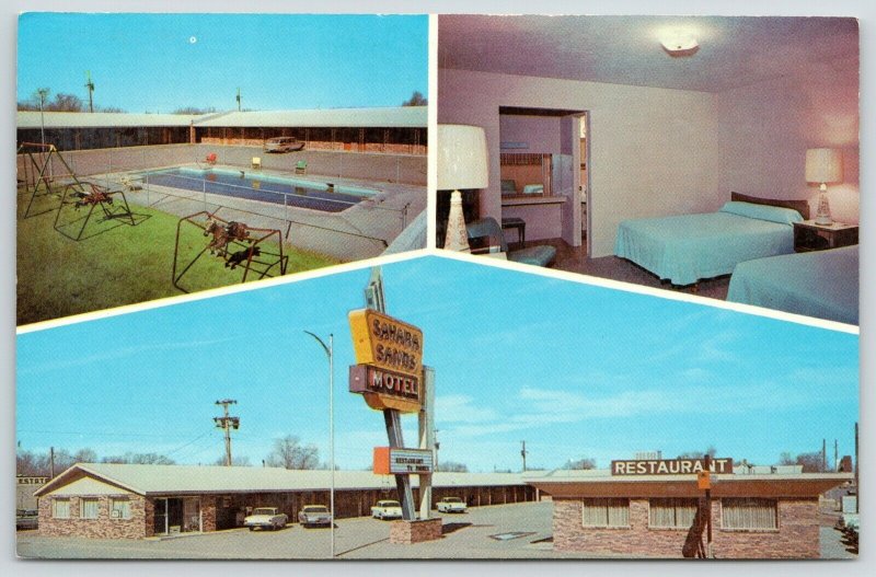 Tucumcari New Mexico~Sahara Sands Motel~Spring Horses @ Pool~Route 66~1950s Cars 