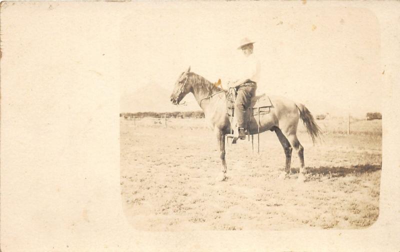 F24/ Iowa Real Photo RPPC Postcard c1910 Tom Stinston Riding Horse