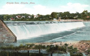 Vintage Postcard Holyoke Dam Hadley Falls Dam Waterfalls Massachusetts MA