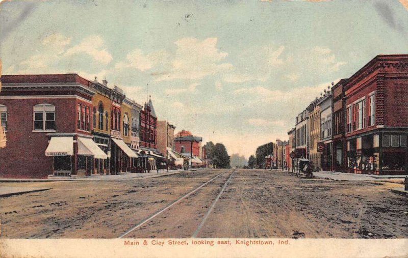 Knightstown Indiana Main And City Street, Looking East, Drug Store PC U2662