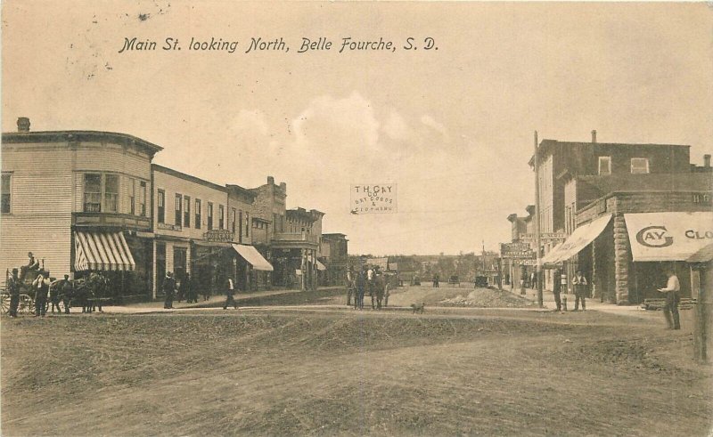 Postcard South Dakota Fourche Main Street looking North Bloom Bros 23-10193