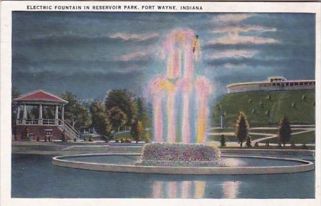 Indiana Fort Wayne Electric Fountain In Reservoir Park 1935