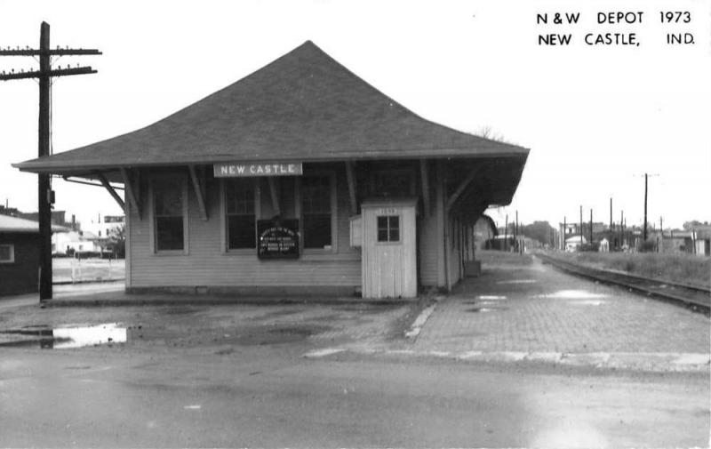 New Castle Indiana NW Railroad Depot Real Photo Vintage Postcard K101385