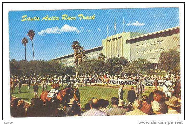 A view of the world famous race track, Santa Anita,Arcadia, California, PU-40...