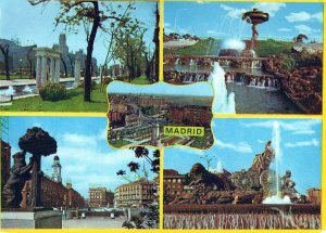 VINTAGE POSTCARD CONTINENTAL SIZE MULTIPLE IMAGES OF MADRID SPAIN