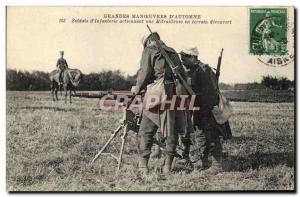 Old Postcard Large Manceuvres D & # 39Automne of Soldiers & # 39Infanterie op...