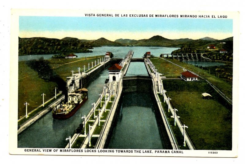 Panama - Canal Zone. Miraflores Locks looking toward Lake