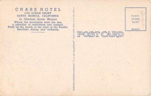 Santa Monica California Chase Hotel and Beach Scenic Antique Postcard J74654