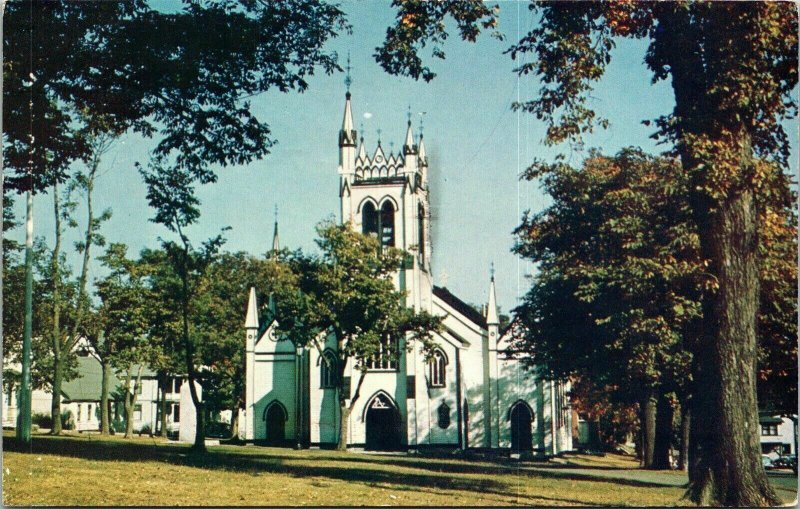 St Johns Anglican Church Lunenburg Nova Scotia Canada Postcard PM WOB Note VTG 