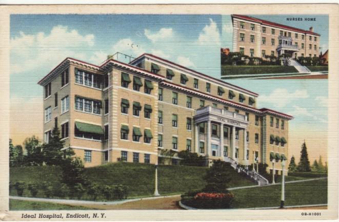 NY   ENDICOTT   IDEAL HOSPITAL  1947 linen postcard