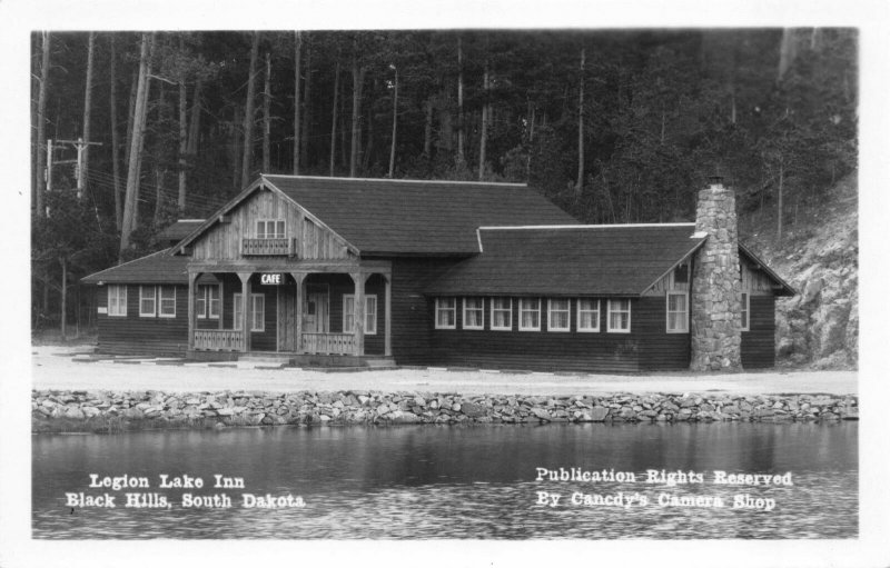 Real Photo Postcard Legion Lake Inn in Black Hills, South Dakota~114605