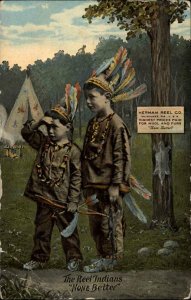 Milwaukee WI Herman Reel Co Wool & Fure Boys as Native Indian Postcard c1910