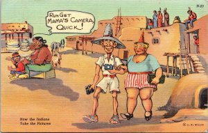 VINTAGE POSTCARD NOW THE INDIANS TAKE THE PICTURES WESTERN HUMOR 1945