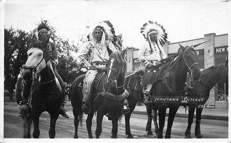 Billings MT Montana Indians on Horses Real Photo Postcard