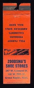 Grand Rapids, Michigan/MI Match Cover/Matchbook, Zoodsma's Shoe Stores, ...