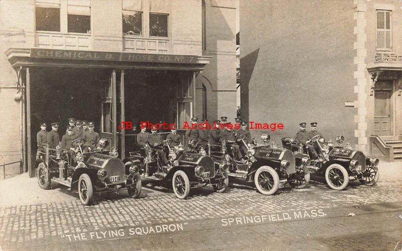 MA, Springfield, Massachusetts, RPPC, Fire Department Hose Co 7, Flying Squadron 