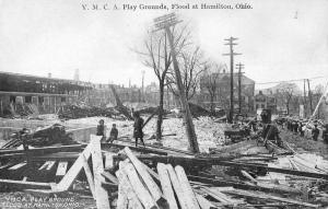 Hamilton Ohio YMCA Play Ground Flood Scene Antique Postcard K76632