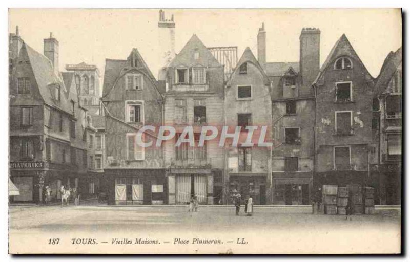 Postcard Old Tours Old Houses Place Plumeran