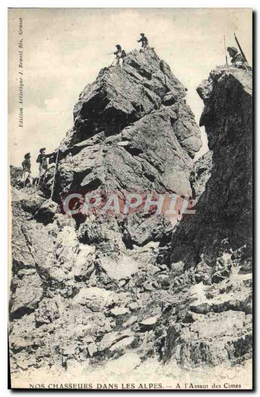 Old Postcard Our Hunters In The Alps At & # 39assaut alpine peaks Hunters