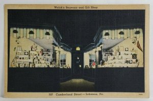 Lebanon Pennsylvania Welch's Souvenir and Gift Shop Cumberland St Postcard S19