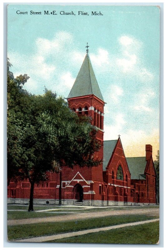 c1910 Court Street ME Church Chapel Exterior Flint Michigan MI Vintage Postcard